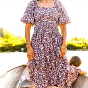Ivy City Co Olivia Floral Midi Dress - Purple and Black